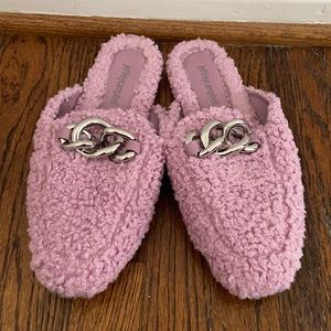 Faux Shearling Mule In Bright Lilac